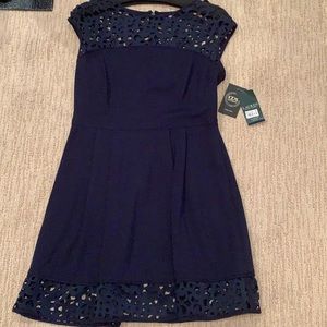 NWT Lauren navy laser cutout dress 10p